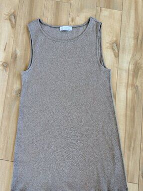 Fabiana Filippi Italian Knit Sleeveless Tunic Top Taupe Size 44